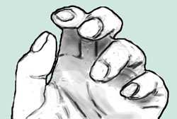Hand mit angewinkelten Fingern